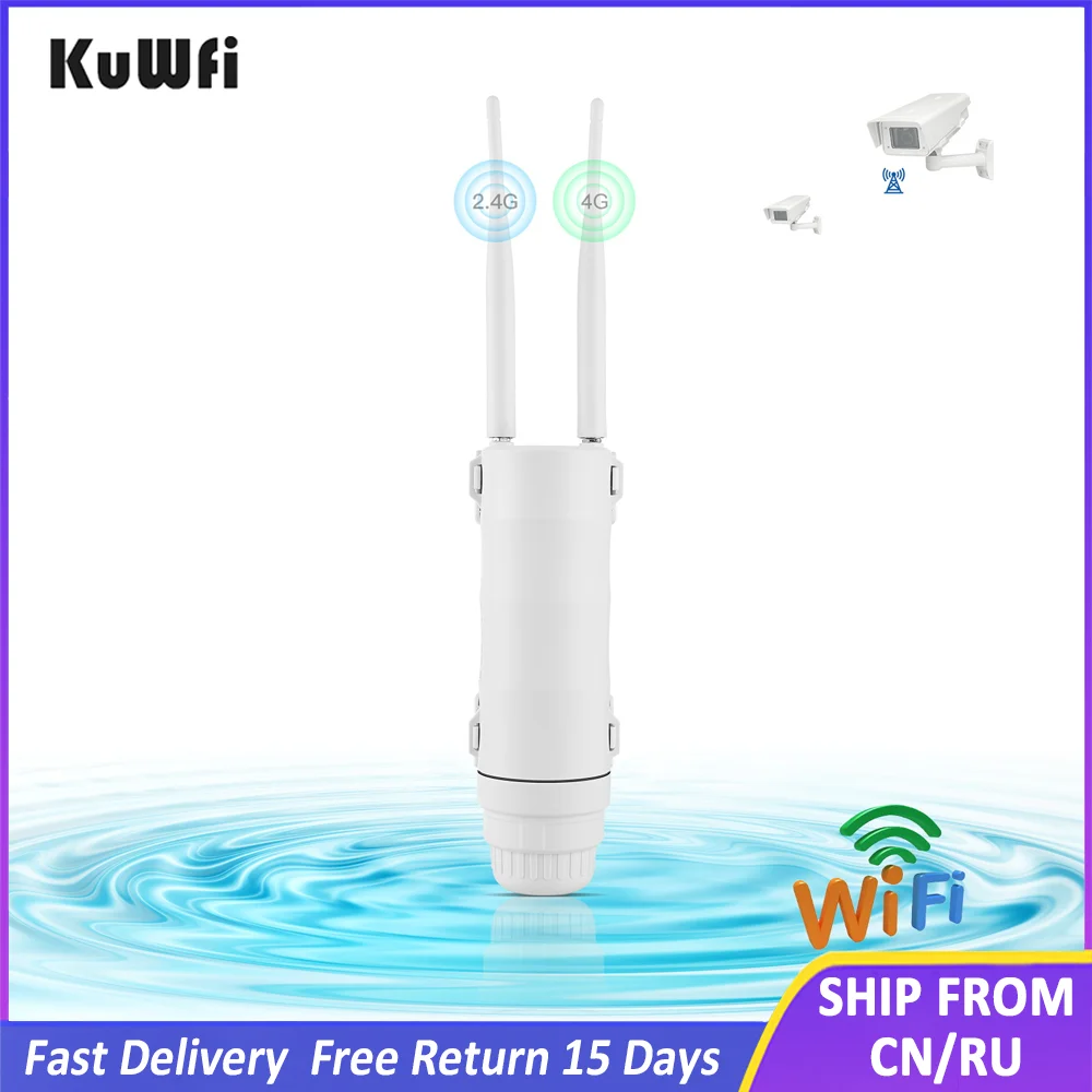 Kuwfi-roteador Wi-fi ao ar Livre à Prova Dágua 4g Lte Cartão Sim Ampla Gama Hotspot Internet sem Fio Suporte 64 Usuários 24vpoe