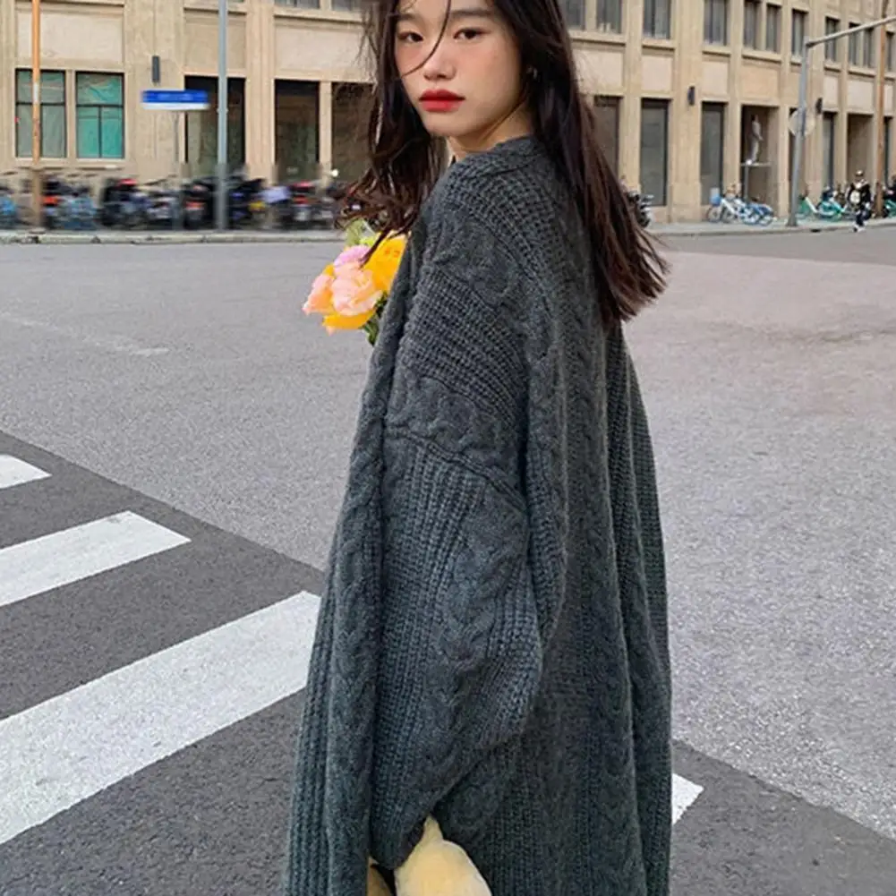 

Women Sweater Coat Stylish Women's Twist Texture Long Sleeve Cardigan Coat for Autumn Winter Fashion Open Front Knitting