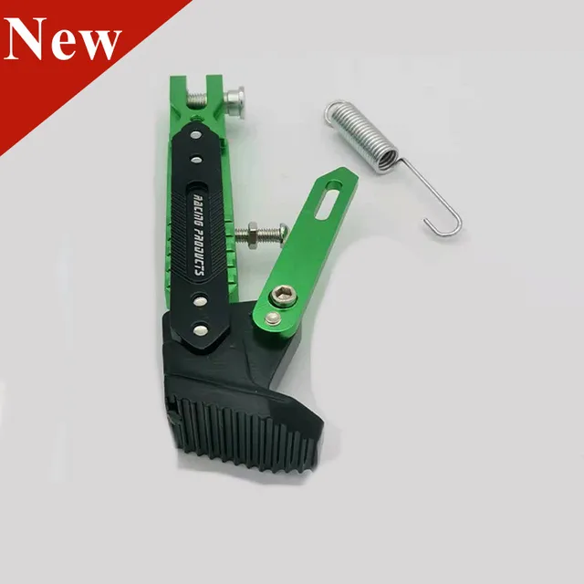 Adjustable CNC Metal Motorcycle Foot Bracket Kick Side Bracket Durable Corrosion Resistant Bracket Motorcycle Stand Moto Stand-Green