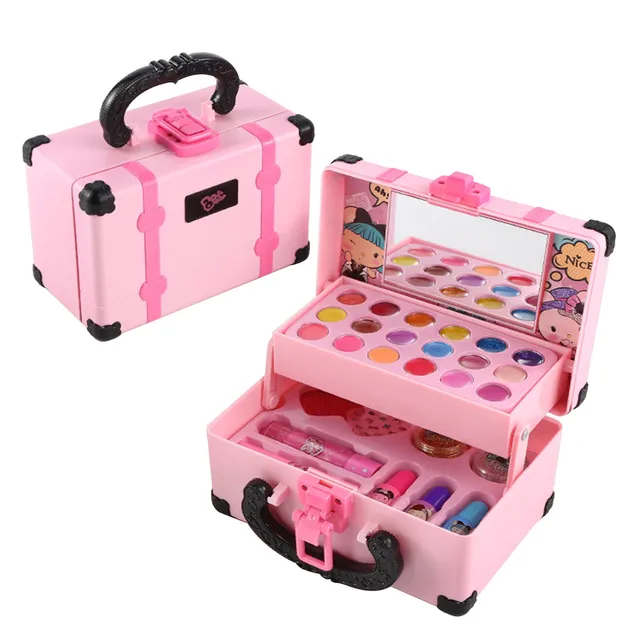 Kids Makeup Kit For Girl Washable Safe Cosmetics Toys Set Children Makeup Cosmetics Playing Box Play Set Safety Non-toxic Toys 1