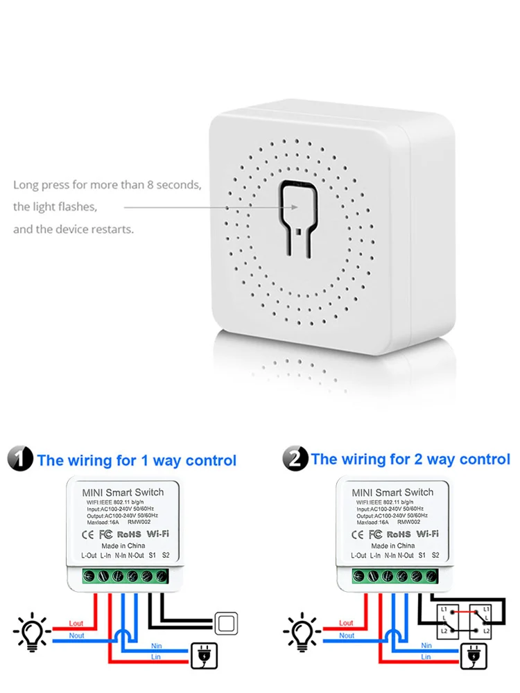 Cozylife 16A/20A WiFi Smart Switch Auto Breaker Relay Module Switch Timer APP Voice Control Works with Alexa Google Home Alice