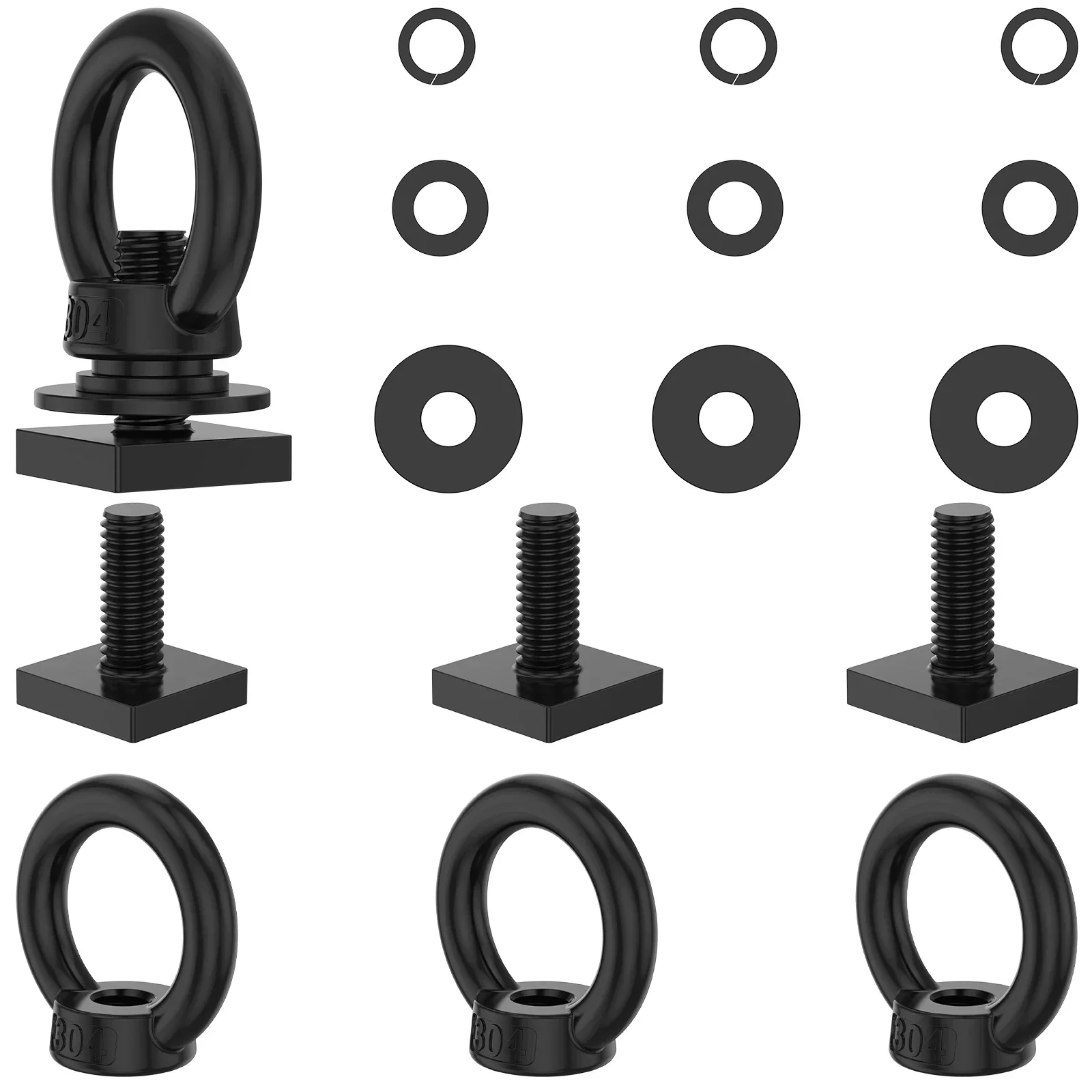 4 Stück Edelstahl T-Schienenmontage Spannanker Heavy Duty M8 Ringförmige Augenschraubenringe für Auto Dachträger Seile Haltschnur – Detail 1