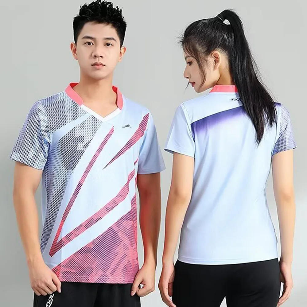 Quick Dry Badminton T-shirt for Men Women Match Training Sportswear Print Tennis Ping Pong Table Tennis Uniform