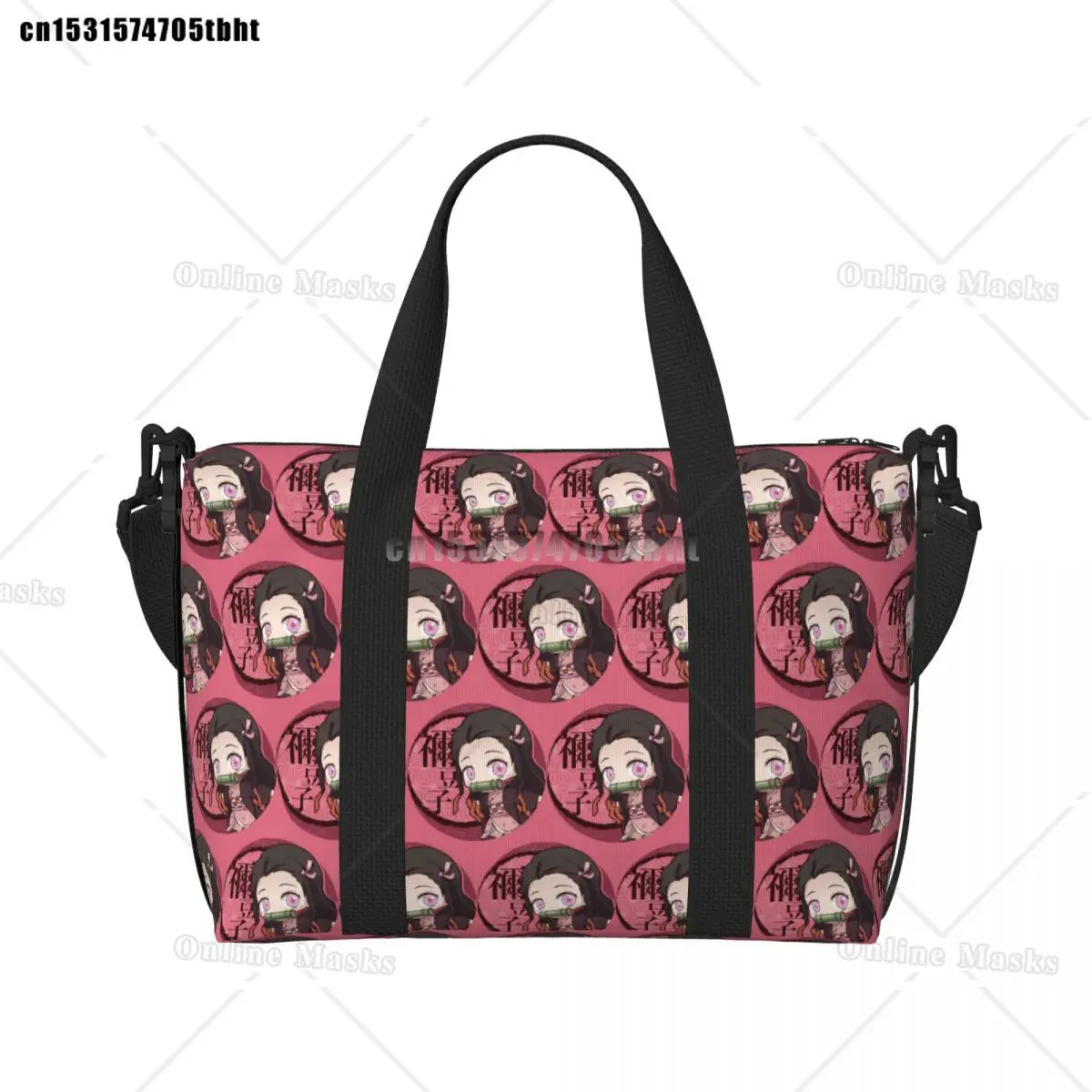 Kimetsu No Yaiba Nezuko Tote Bag Women Large Capacity Demons Slayers Anime Manga Beach Gym Shoulder Travel Bag
