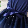 Lilo Stitch Girls Summer Clothes Flying Sleeves Bow Sequin Dress 2-6Y Kid Birthday Tutu Princess Dress for Baby Girls 5