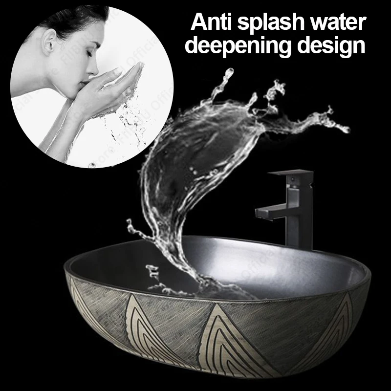 Ceramic Porcelain Table Sink Rectangular Bathroom Vessel Sink Vanity Bowl Art Basin Balcony Lavatory Countertop Washing Basin 6