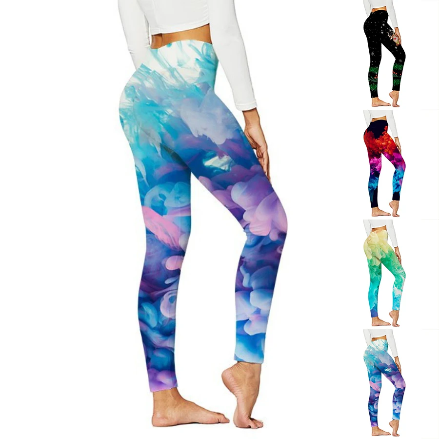 

Women's Basic Seaweed Printed Yoga Pants Elastic Yoga Leggings Gym Jogging Fitness Clothes Quick Dry Slim Pants XS-8XL