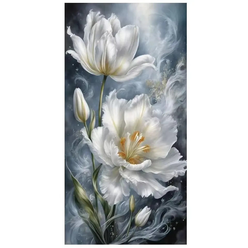 ファンタジーのダイヤモンド絵画,大きなサイズ,青と金の花,正方形と