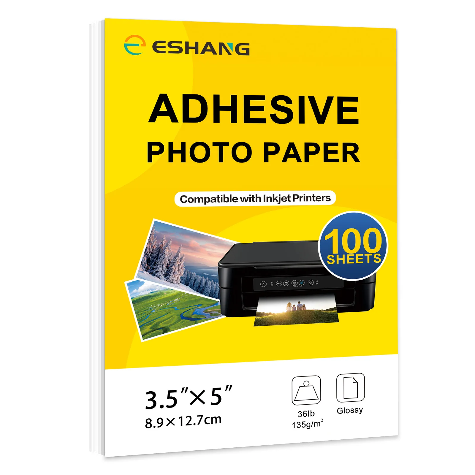 ESHANG Selbstklebendes Fotopapier, 3,5 x 5/4 x 6/5 x 7/A4, glänzendes Aufkleberpapier für Tintenstrahldrucker, 135 g – Detail 4