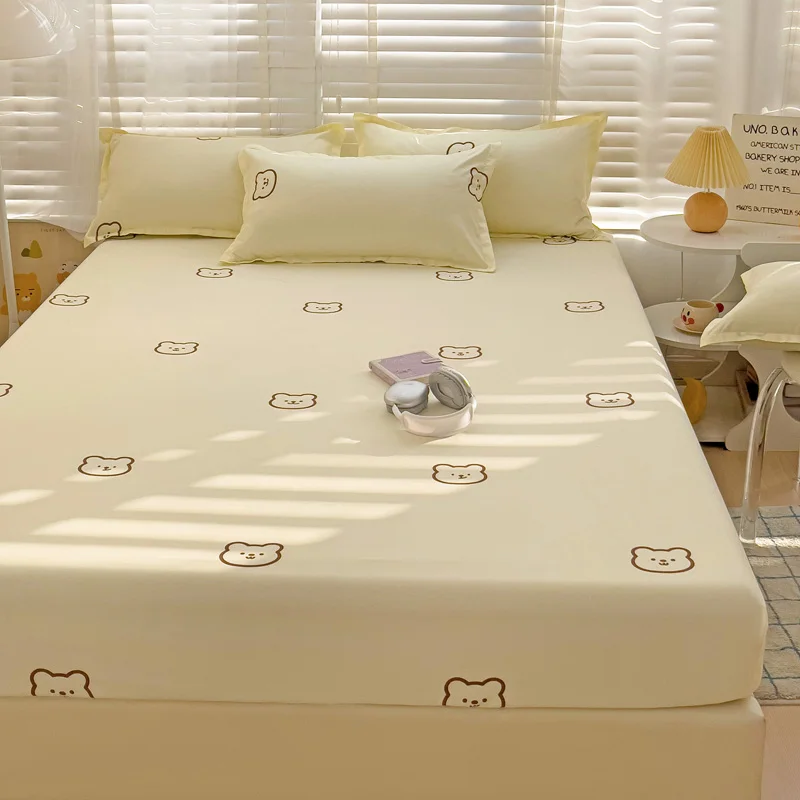 Bonenjoy Bed Sheets Single Size Mattress Protector Cartoon Style Bed Linen sabanas Skin-friendly Fitted Sheet (No Pillowcase) 4
