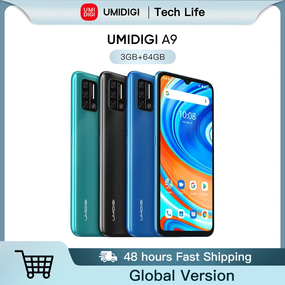 UMIDIGI A9 Android 11 Global Version 13MP AI Triple Camera 3GB 64GB Helio G25 Octa Core 6.53" HD+ 5150mAh Dual SIM Cellphone poco top phone