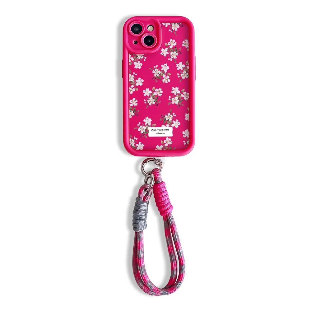 Wrist Chain Soft TPU Phone Case with Floral Lanyard Strap & Protective Back Cover
