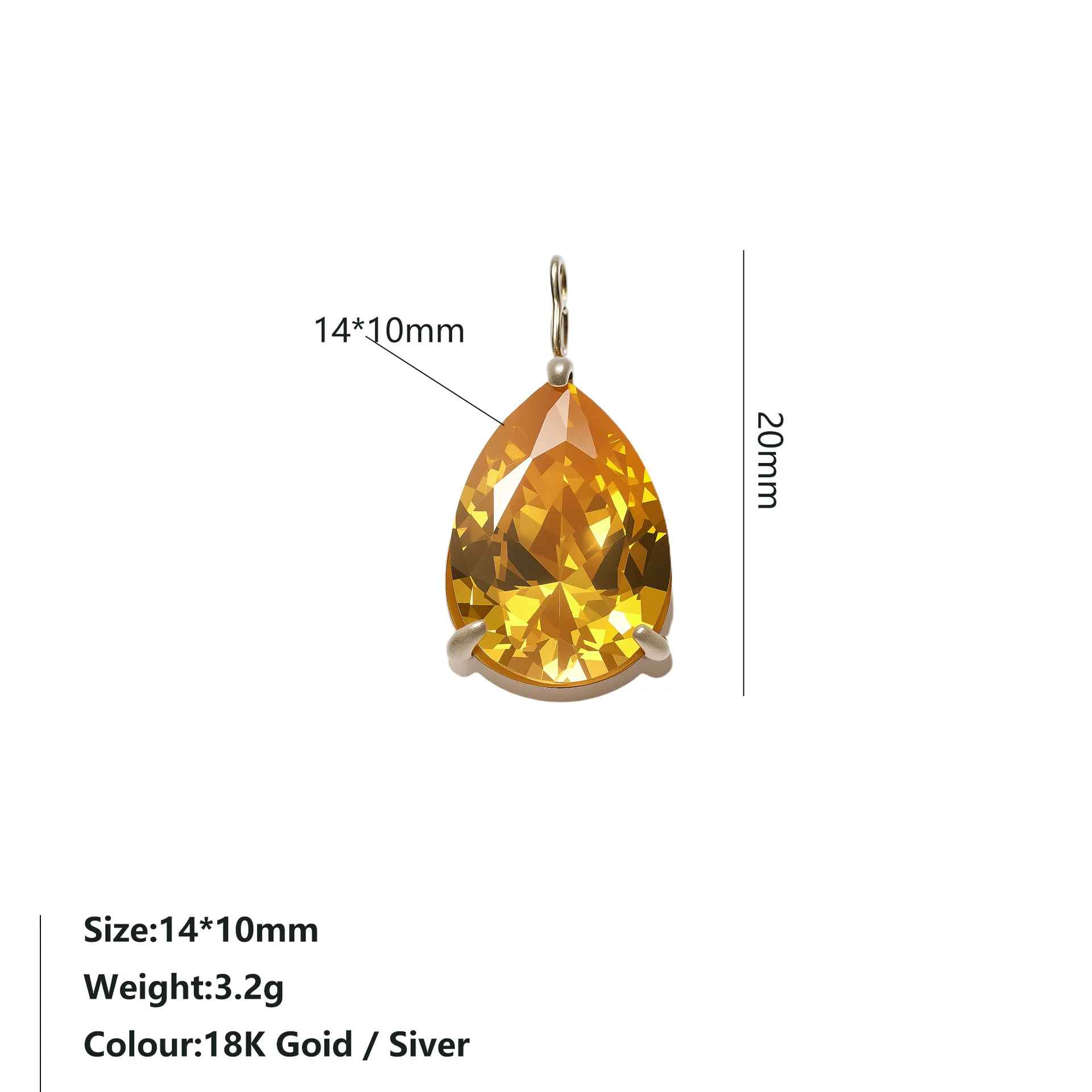 Wassertropfen-Geburtsstein-Anhänger 10MM Zirkonia Edelstahl Geburtsstein-Halskette Rollenspiel-Schmuck DIY-Anhänger – Detail 10