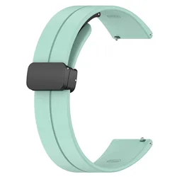 Silicone Magnetic Buckle Strap, 20/22mm - Versatile Smartwatch Bracelet for 22mm width (Teal)