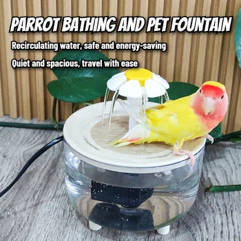 Auto Circulating 2-in-1 Parrot Bath & Pet Water Fountain Drip-Free Design for Small Pets USB Powered  pet toys  bird toys - Image 2