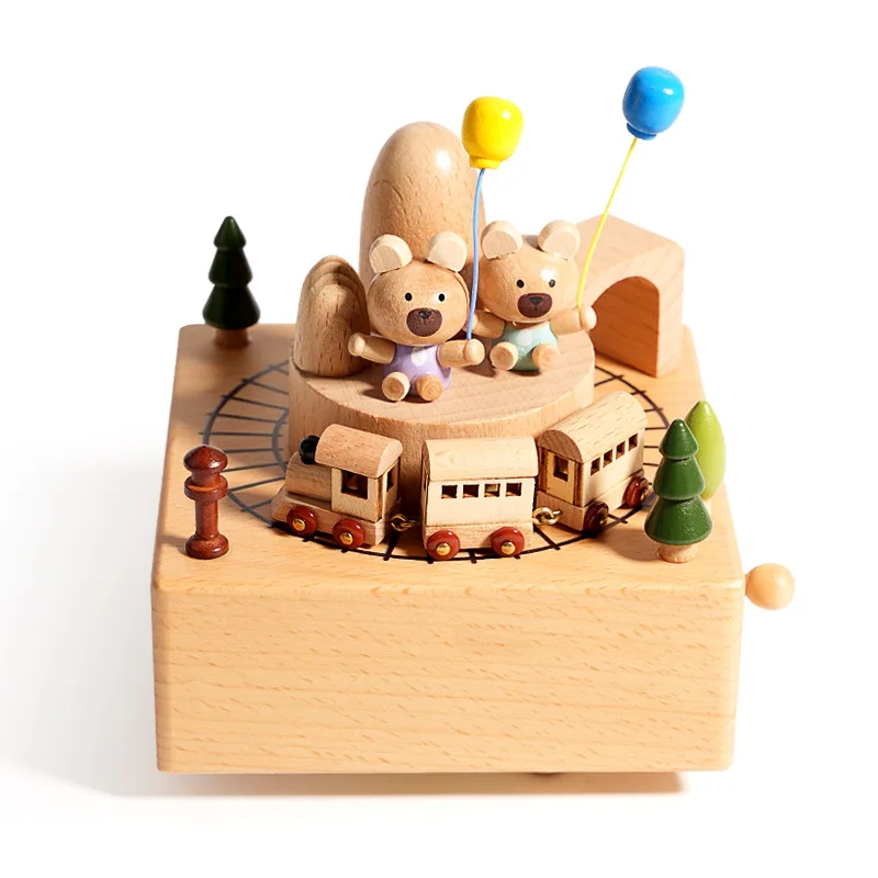 Wooden Handmade Music Box Carousel Toy for Kids