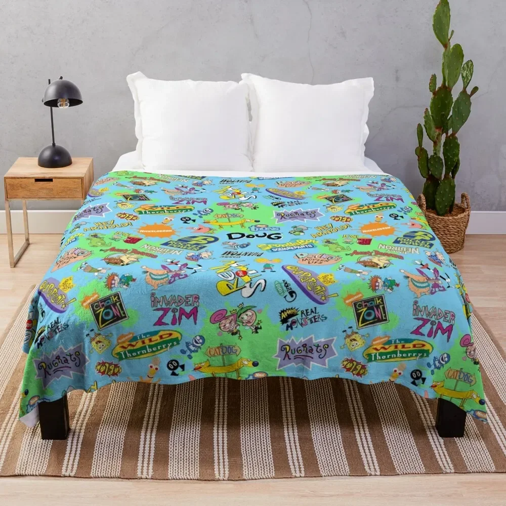 

Nicktoons Hawaiian Print-a-Palooza! Throw Blanket bed plaid Retros Blankets