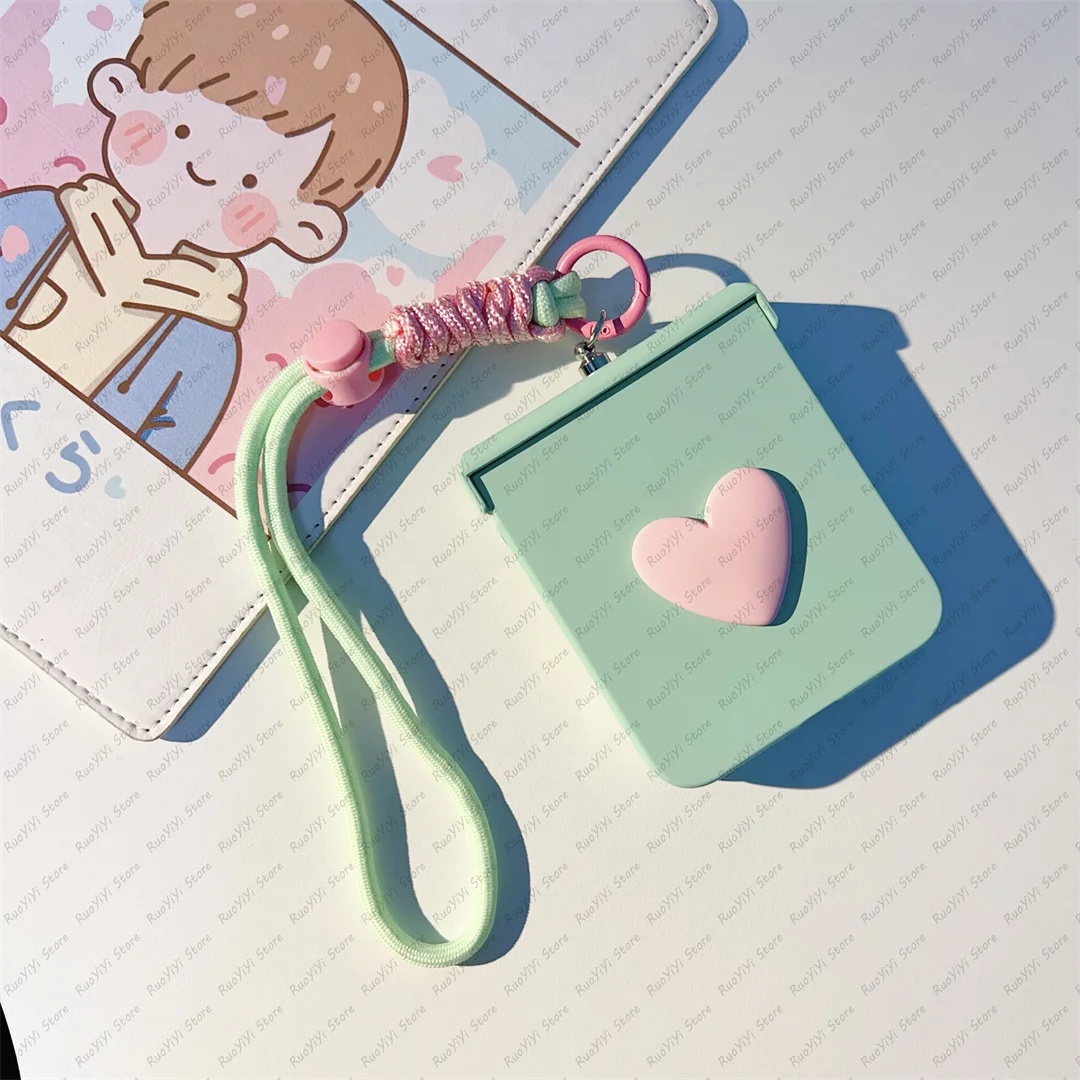 Cute Mint Green Love Heart Portable Rope Phone Case Cover