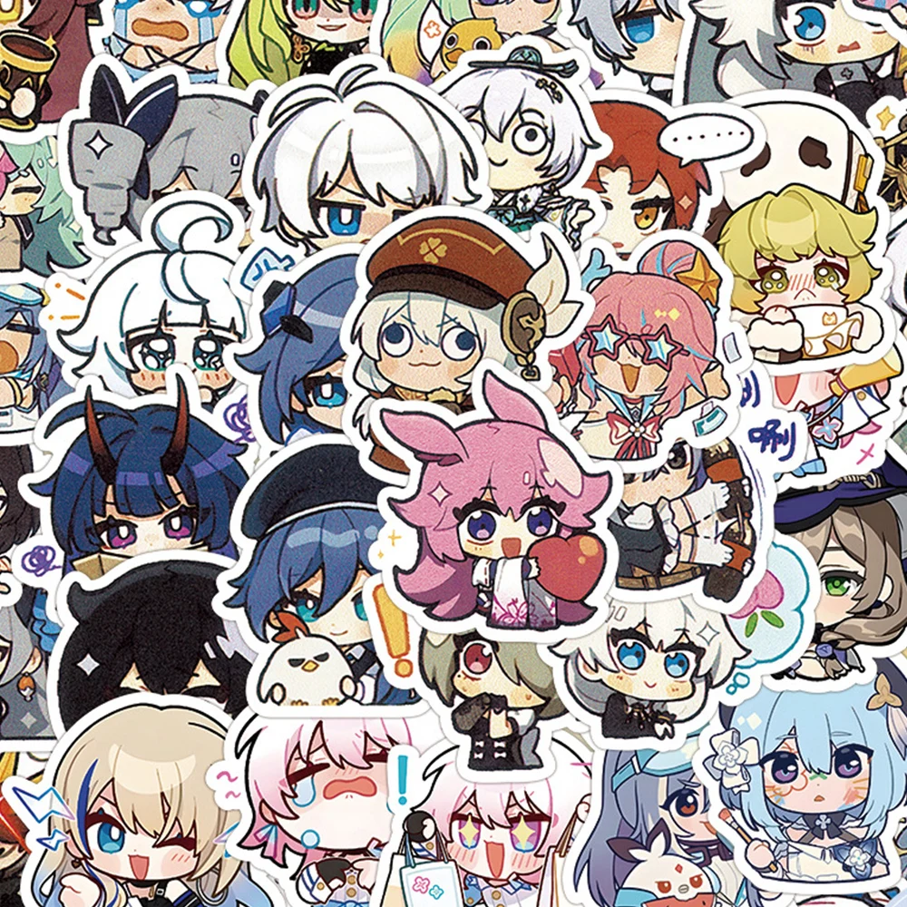 10/30/60pcs Game Kawaii Anime Genshin Impact Cartoon Graffiti Stickers Decals Laptop Motorcycle Car Waterproof Sticker Kids Toy