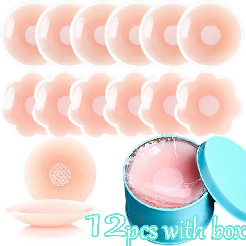 Silicone Nipple Cover Reusable Women Breast Petals Invisible Bra Pasties Adhesive Bra Pads Sticker Patch With Box