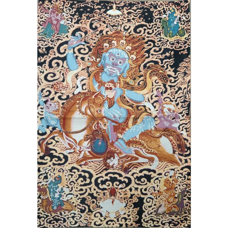 

36" Tibet Tibetan Embroidered Cloth Silk Buddhism Ride Beast Tara Tangka Painting Mural Meditation Wall Hanging Home Decor