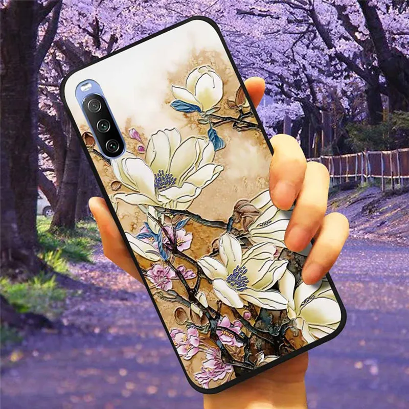 3D Flower Relief Soft Silicone Emboss Phone Case Cover