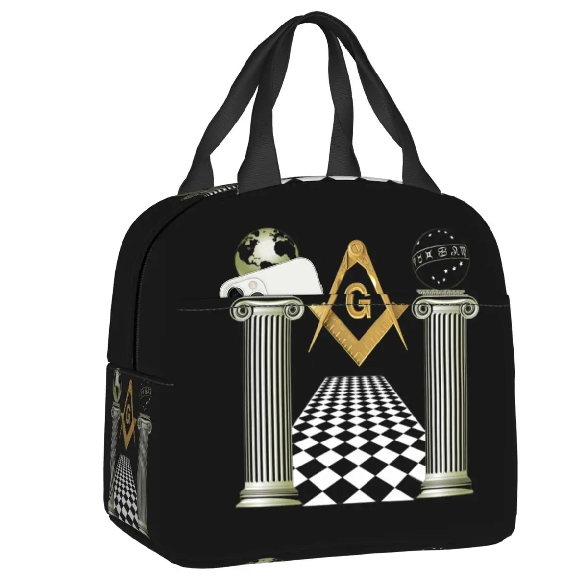 Masonic Mason Freemason Lunch Bag Leakproof Thermal Cooler Insulated Bento Box Work School Picnic Travel Food Tote Bags