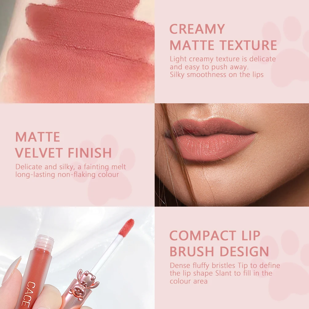 5 Colors Matte Lipgloss Sets Lightweight Lip Tint Waterproof Velvet-hazy Lip Mud Long-lasting Lip Gloss For Woman Makeup Kits 5