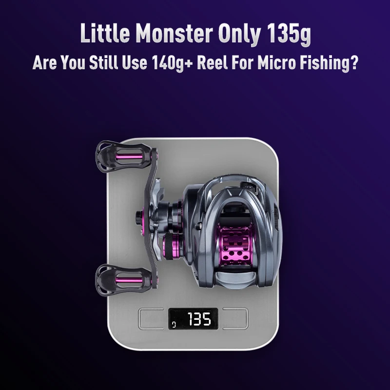 Kingdom 135g Baitcasting Fishing Reel Ultra Light Spool Bait 7.1:1 8.1:1 4kg Micro Monster Shallow Spool Light Fishing Reels