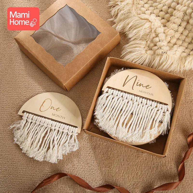 

Monthly Milestone Baby Milestone Wooden Tassel Milestone Cards Baby Newborn Photo Accessories Photography Props Newborn Gift