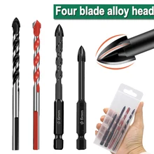 

4PC 6mm Cross Hex Tile Drill Bits Set for Glass Ceramic Concrete Hole Opener Brick Hard Alloy Triangle Bit Tool Kit TSLM2