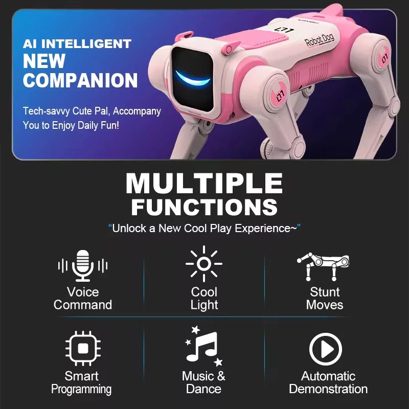 Cane Robot RC Intelligente con AI, Comando Vocale Programmabile, Canta e Balla, Robot Bionico Elettronico Intelligente - immagine 2