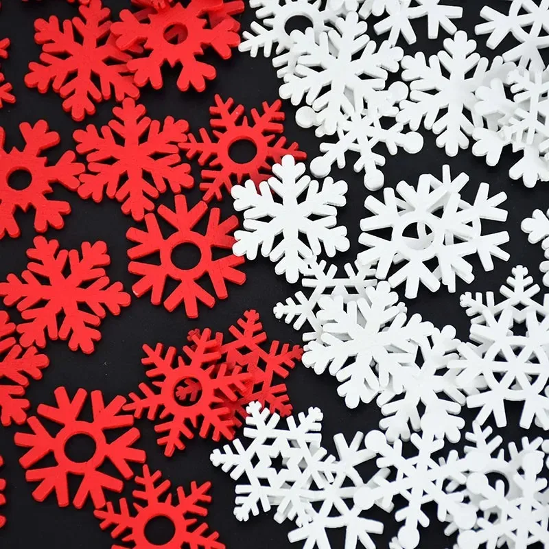 

20/25/35mm White Wooden Slice Christmas Snowflake Scrapbooking For Christmas Embellishment Craft DIY Handicraft Decoration