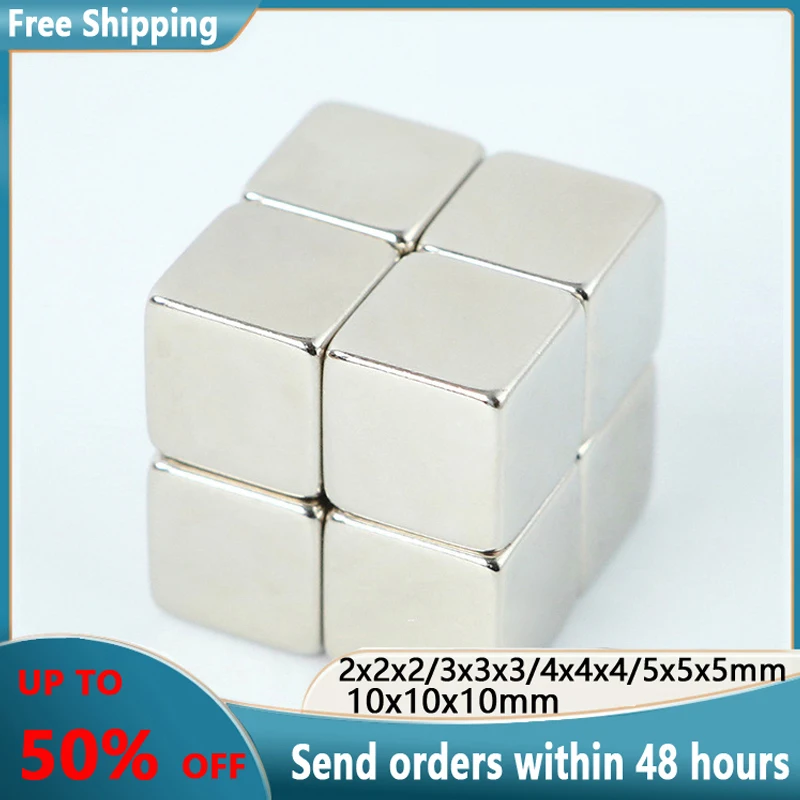 Neodymium Magnets 10pcs/LOT Magnet 2x2x2/3x3x3/4x4x4/5x5x5/10x10x10 mm N35 Strong Square NdFeB Rare Earth Magnet Neodymium Magnets For Motor cube