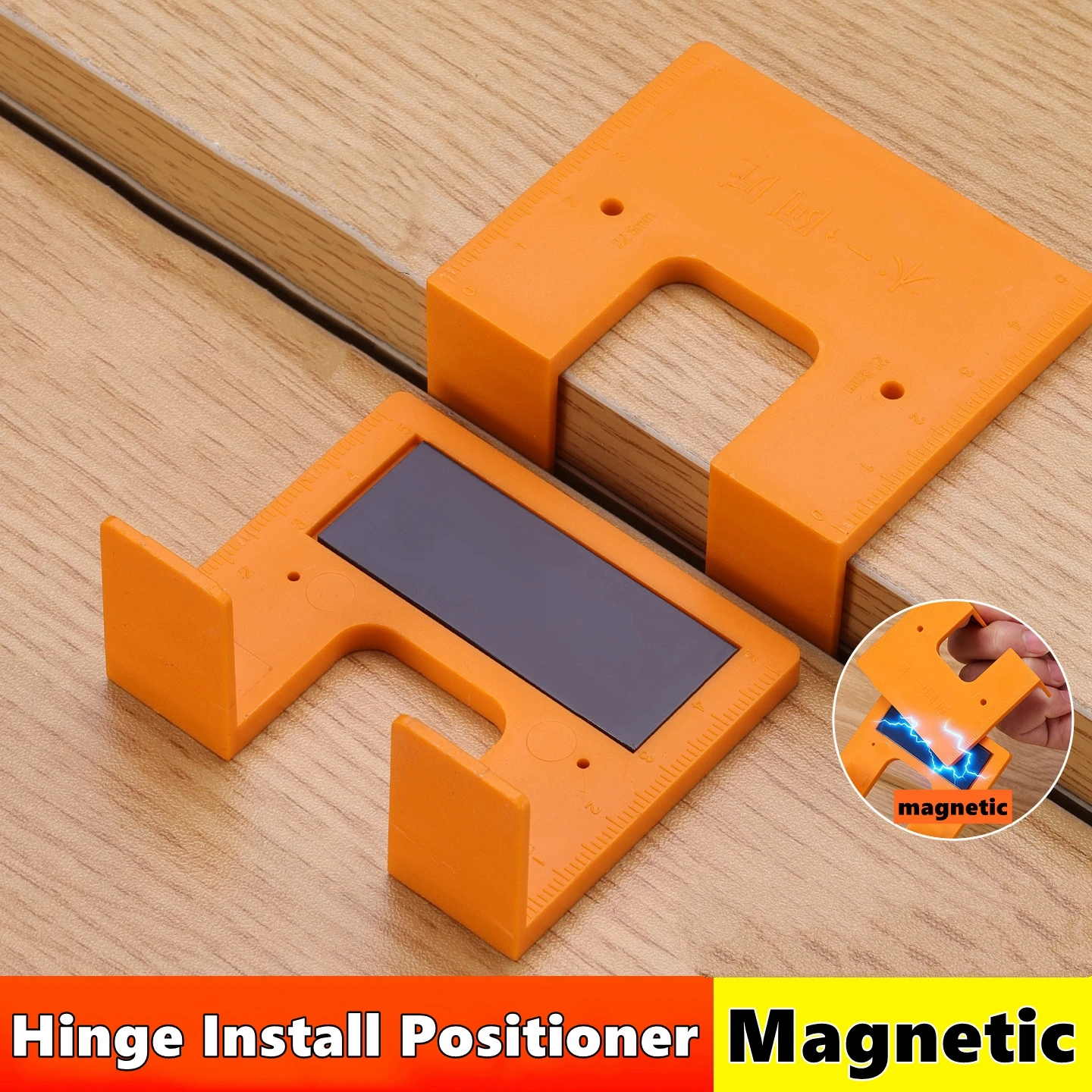 Magnetic Woodworking Quick Installation Aid for Cabinet Door Hinge Alignment