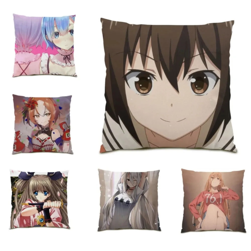 

Living Room Decoration Cartoon Cushion Cover 45x45 Polyester Linen Japanese Throw Pillow Covers Anime Pillow Case Square E0697