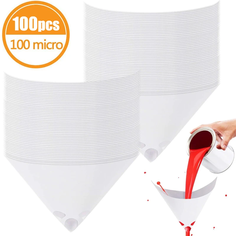 10-100 Pcs Disposable Paint Strainers Paper Cone Paint Strainer Funnel Fine Mesh Filters Conical Micron Paper Funnels Tools