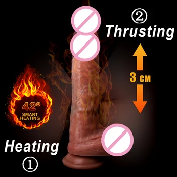 Automatic Thrusting Realistic Telescopic Dildo Remote Control Heating Rotating Machine Funny Adult Sex Toys Vibrator For Women 2