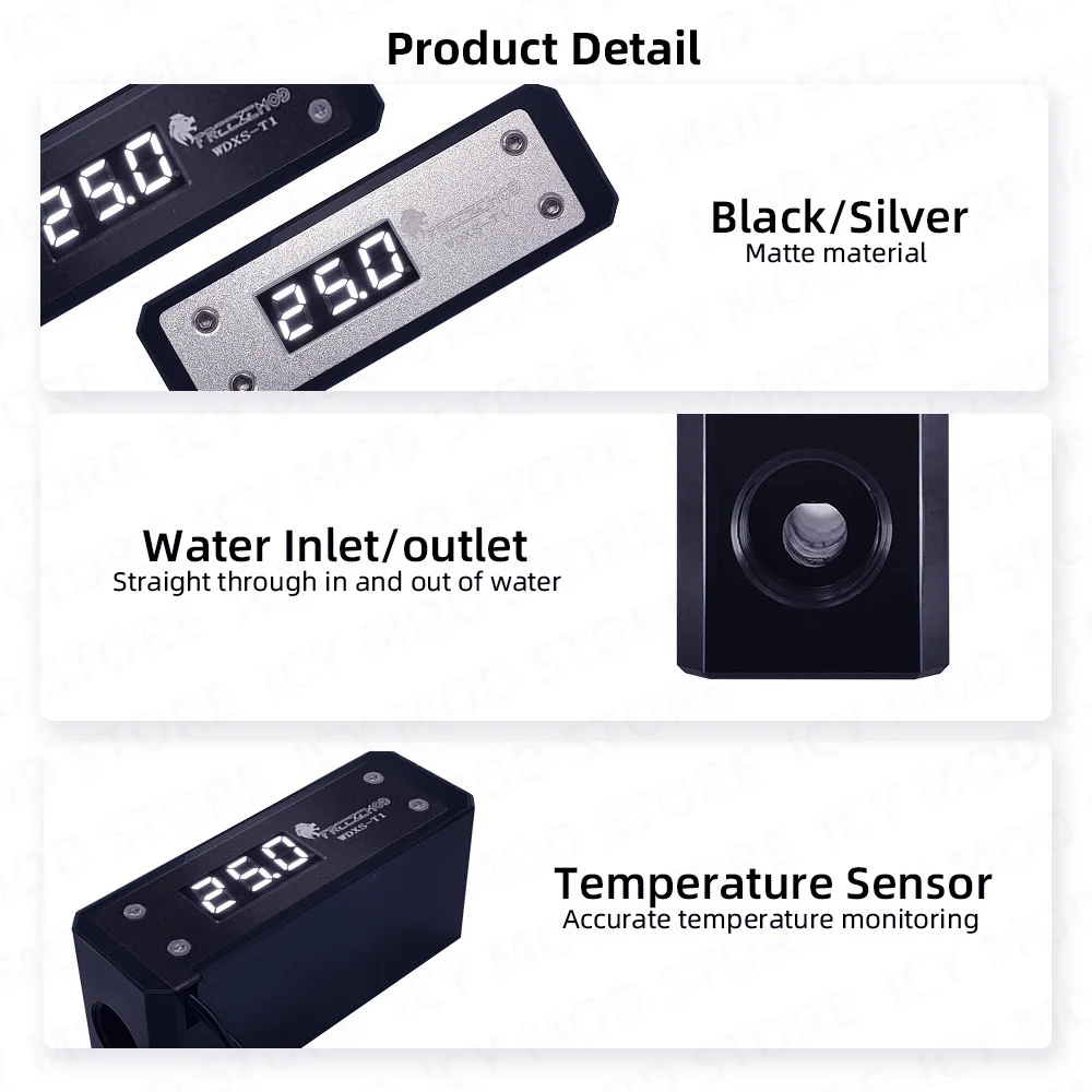 Zemod-lcd Monitor Temperatura Display Flow Meter Refrigeração a Água Pom Temperatura Sensor Detecção Elétrica Iluminação Wdxs-t1 - Imagem 2
