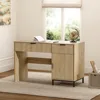 47" Fluted Executive Desk, Modern Wood Home Office Desk with Charging Station, Drawer & Cabinet, Computer Writing Desk for Work 1