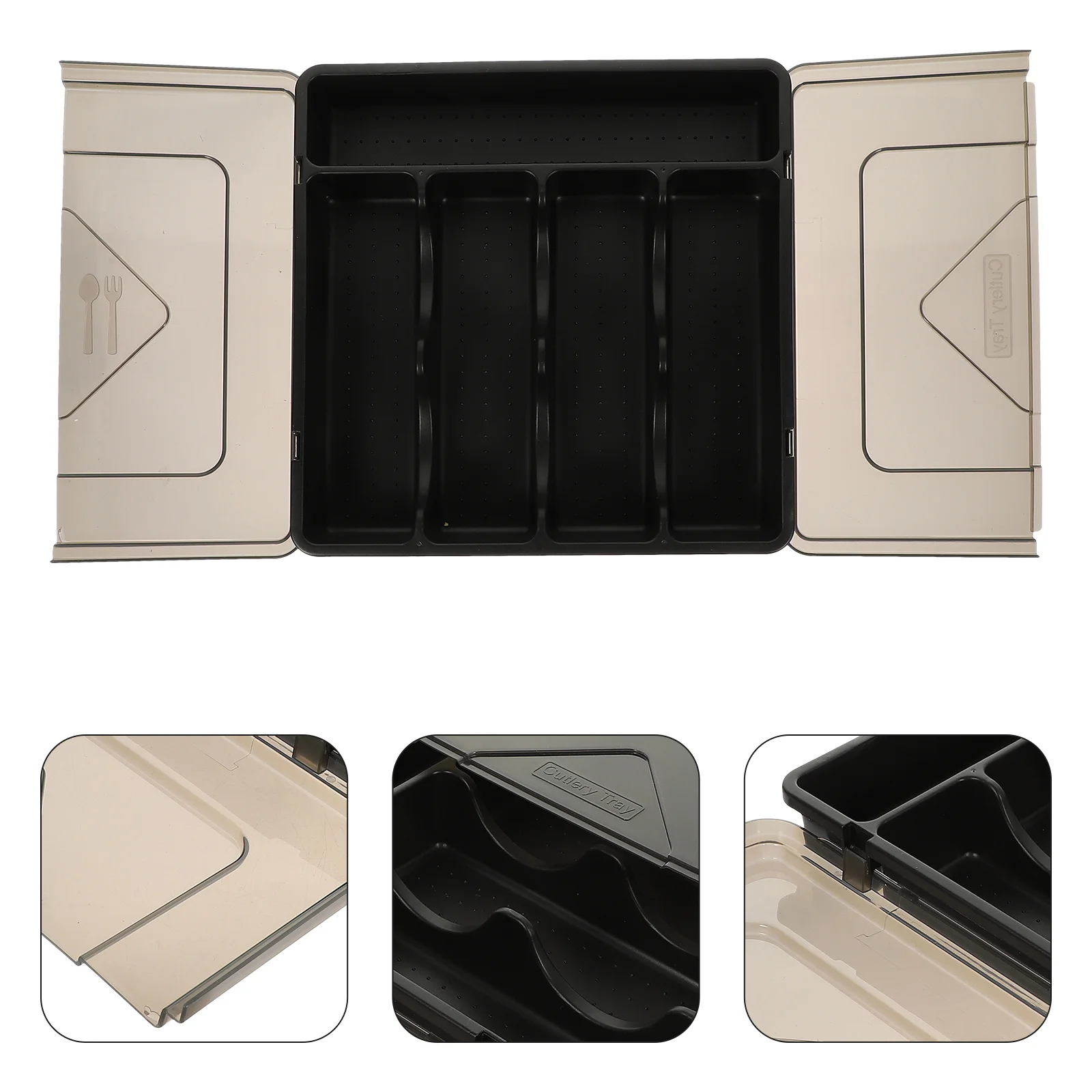 

Silverware Organizer Drawer Silverware Box Compartments Case with Lid Flatware Cutlery Tray