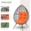 Patio Wicker Egg Chair w/Soft Cushion, Teardrop Cuddle Seat, Outdoor/Indoor Patio Chair, PE Plastic Rattan Furniture wi 2