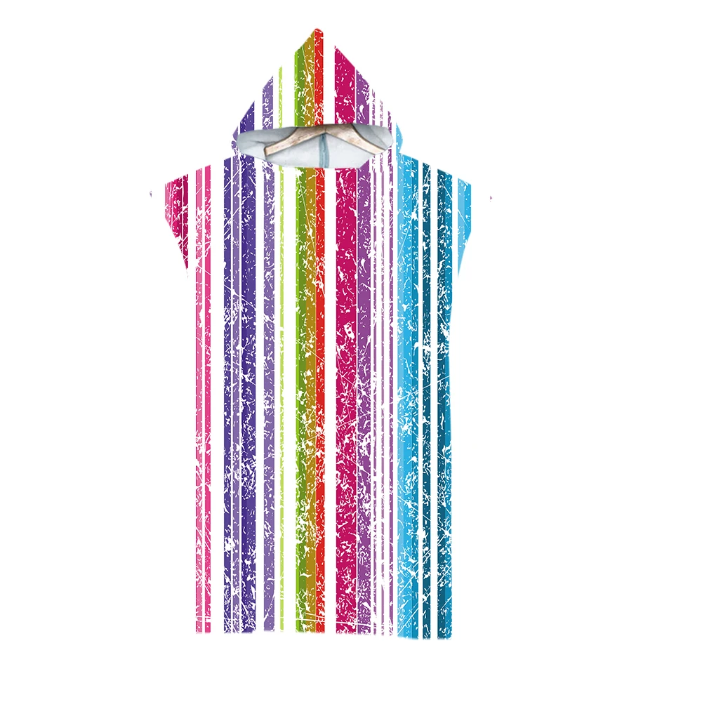 

Stripe Beach Towel for Adults Microfiber Wearable Beach Towel with Hooded Kids Towels Bathroom Shower Wrap Bath Towels