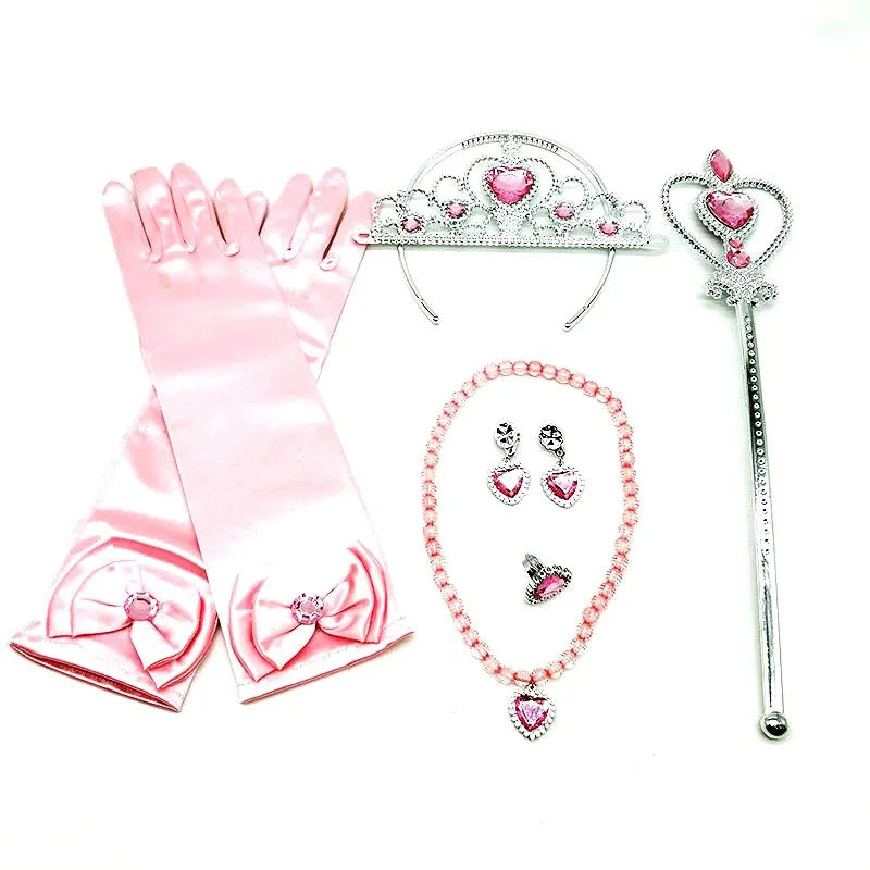 Elsa Anna Girl Princess Accessories Kids Mermaid Belle Sofia Rapunzel Magic Wand Crown Tiara Gloves Wig Party Supplies petticoat 4