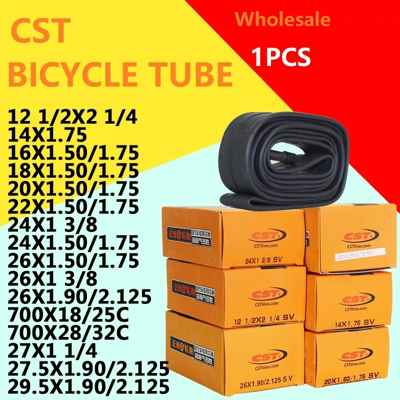 

CST Bicycle Tube 12/14/16/18/20/24/26 x1.95/1.75/1.50/1 3/8 Inch with Schrader/Presta Valve AV/FV for Inner Tyre