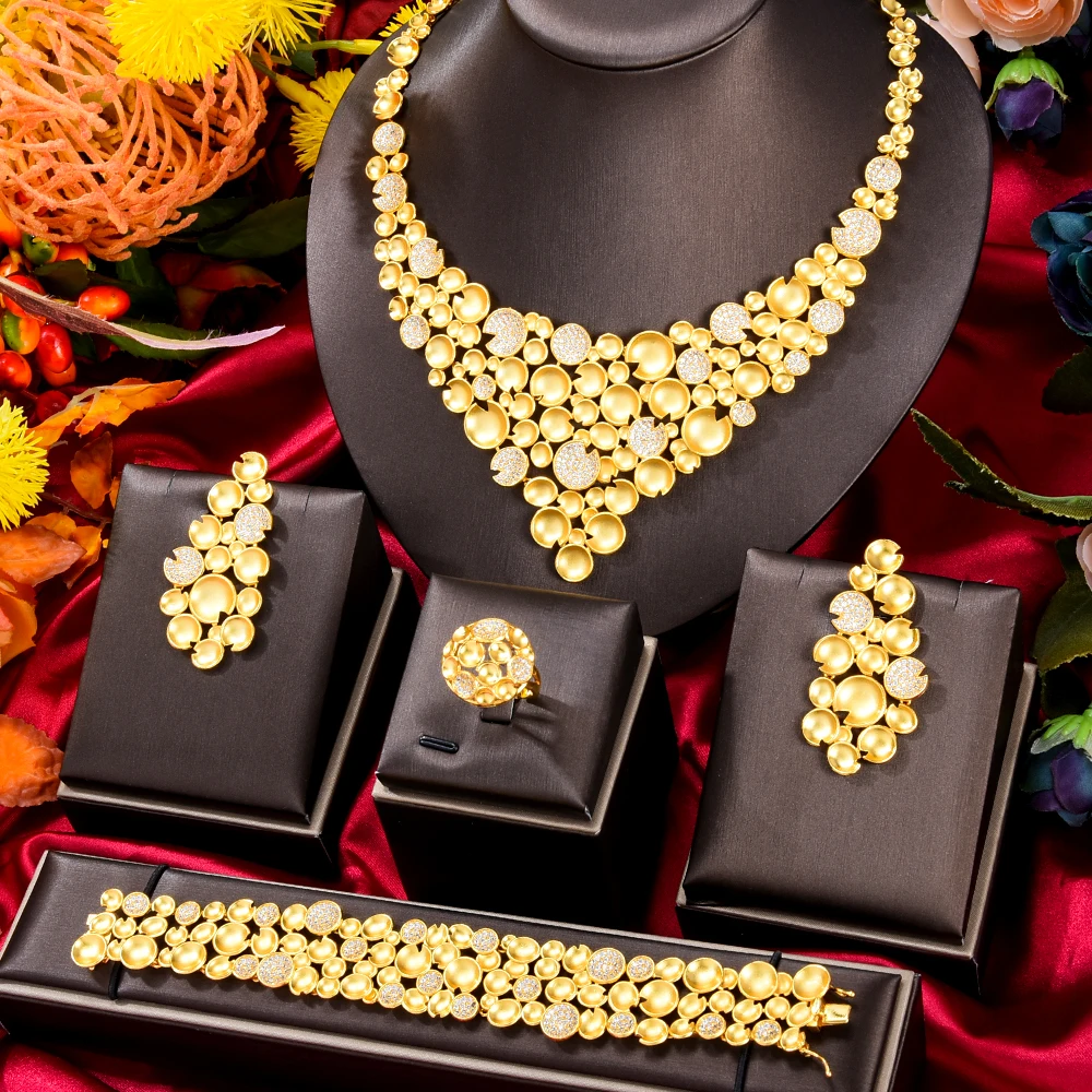 

Missvikki Famous Brand Trendy Luxury African 4 Jewelry Sets For Women Wedding Party Zircon Crystal Dubai Bridal Jewelry Set Gift