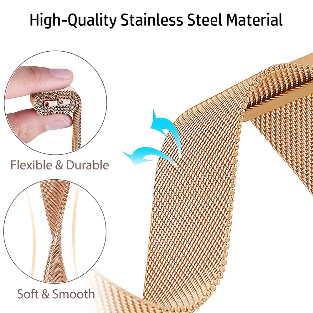 Milanese Loop Metal Magnetic Bracelet, 20mm 22mm Watch Strap