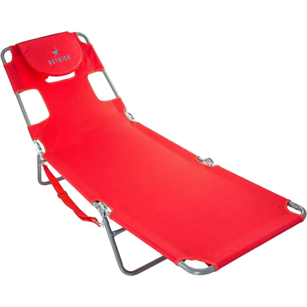 Chaise Lounge Beach Chair for Adults with Face Hole - Versatile, Folding Lounger for Outside Pool, Sunbathing and Readin