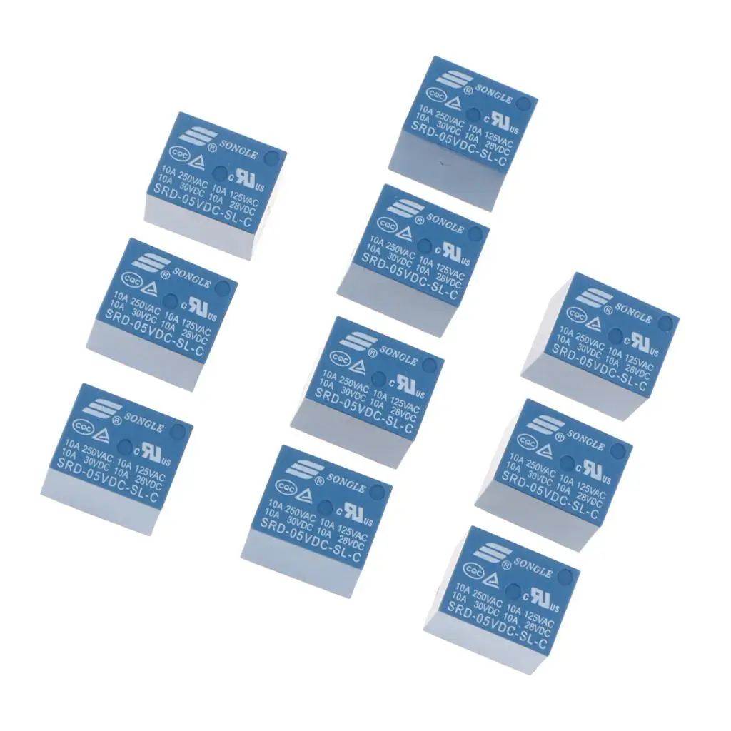 10 Pieces SRD 05VDC SL C 5Pin Power Relay 5V DC SPDT PCB Type Blue 10 Pieces SRD 05VDC SL C 5Pin Power Relay 5V DC SPDT PCB Type Blue