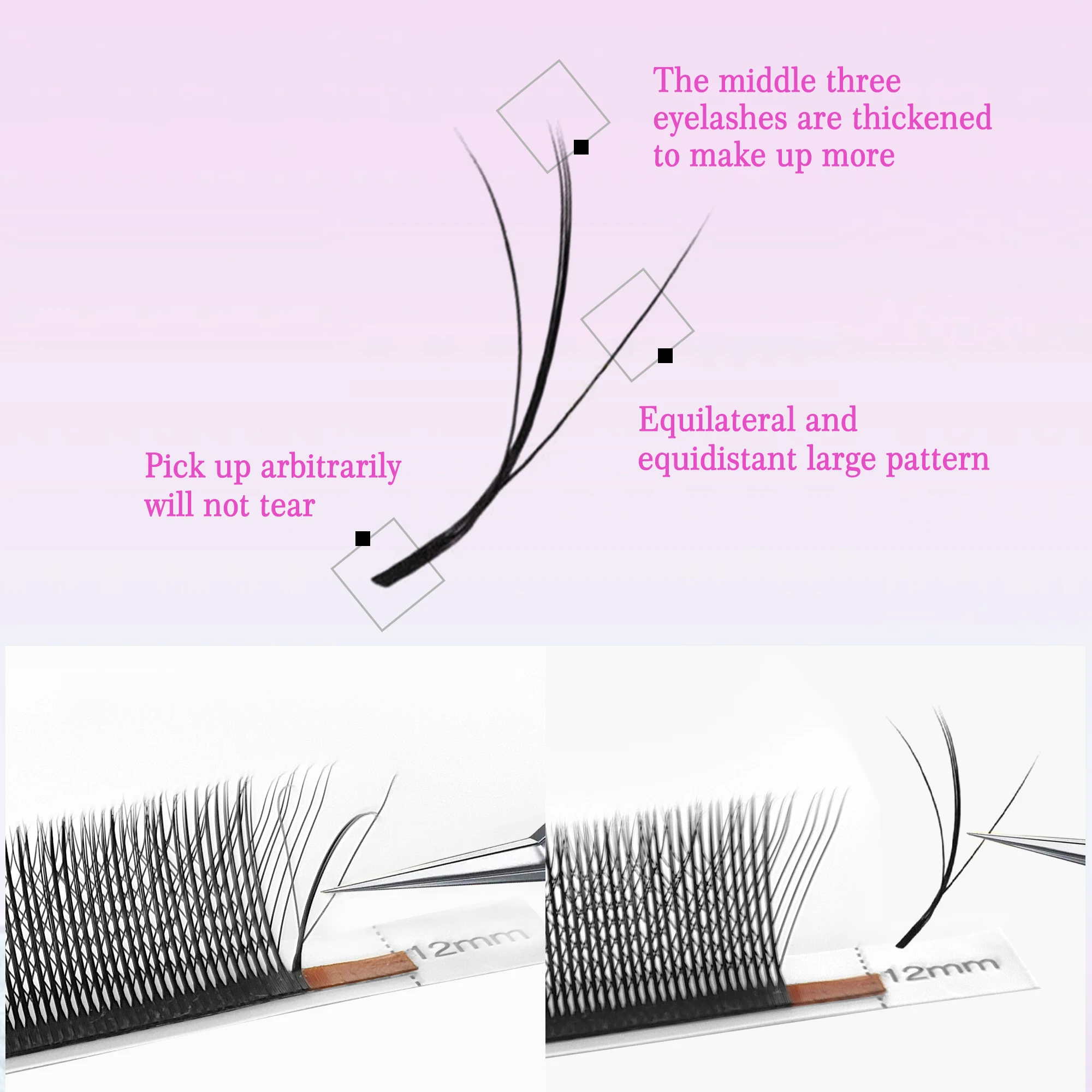 تمديد رموش ملونة ثلاثية الأبعاد على شكل حرف W على...